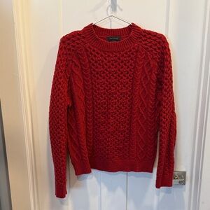 Crewneck Red Cable Knit Sweater
